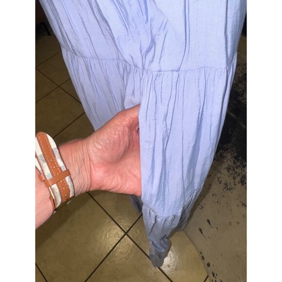 Vici X Destiny Powder Blue Tiered Maxi Dress Ruffle Sleeves Tie-Back M Cottage - Picture 6 of 12